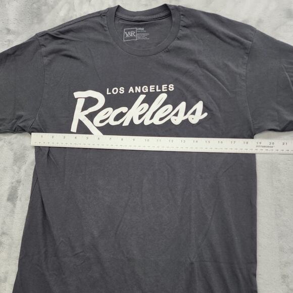 Young & Reckless Los Angeles Crew Neck Short Sleeve Logo Tee Size L Black White - Picture 4 of 7